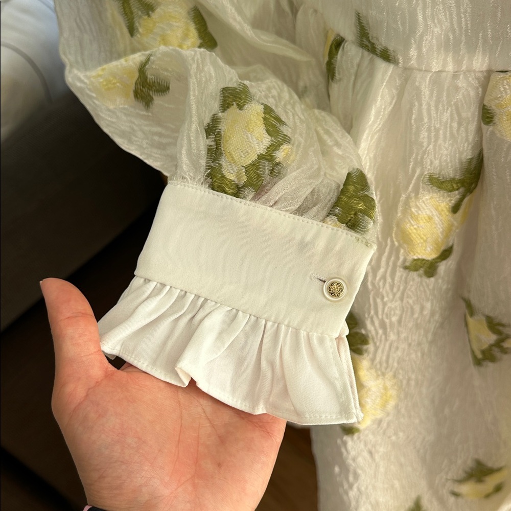 Spring Floral Smock Dress with Ruffled Collar - Picture 5 of 5